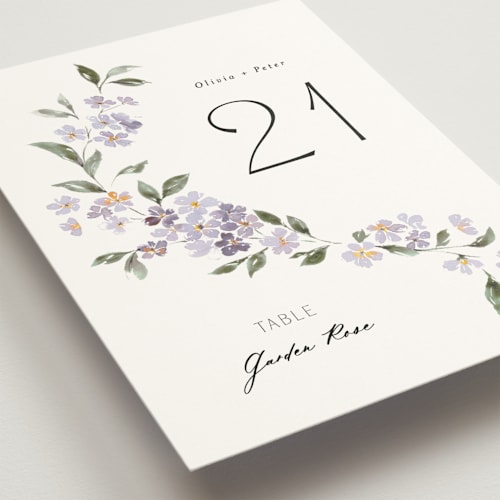 This is a periwinkle table numbers with standard by Itsy Belle Studio called sweeping vine printing on doublethick in standard