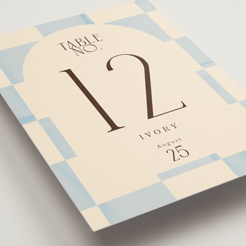 This is a ivory table numbers with standard by Baumbirdy called checker wash printing on doublethick in standard