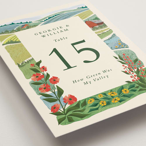 This is a barn table numbers with standard by Paper Sun Studio called farm and field printing on doublethick in standard