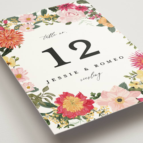 This is a tropical table numbers with standard by Susan Moyal called forest flowers printing on doublethick in standard