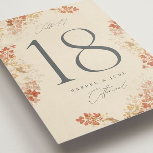 This is a stone table numbers with standard by Robert and Stella called falling foliage printing on doublethick in standard