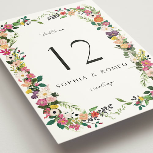 This is a daisy table numbers with standard by Susan Moyal called secret garden printing on doublethick in standard