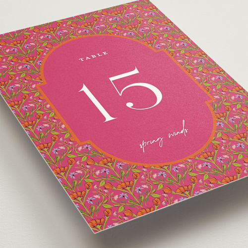 This is a fuchsia table numbers with standard by Pati Cascino called varna printing on doublethick in standard