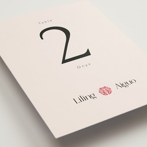 This is a cream table numbers with standard by Inkblot Design called happy in love printing on doublethick in standard