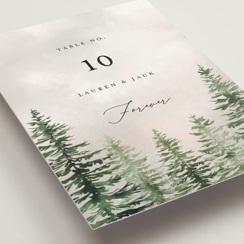 This is a forest table numbers with standard by Petra Kern called montagna printing on doublethick in standard