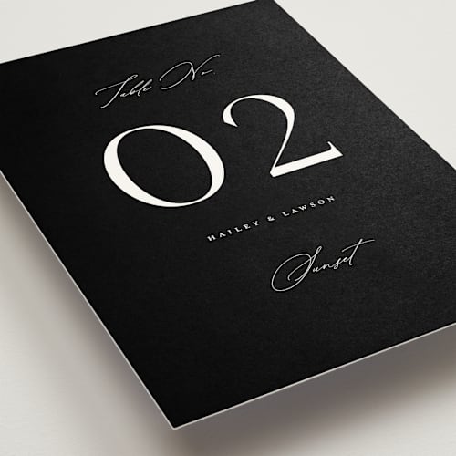 This is a noir table numbers with standard by Christie Garcia called photographie printing on doublethick in standard