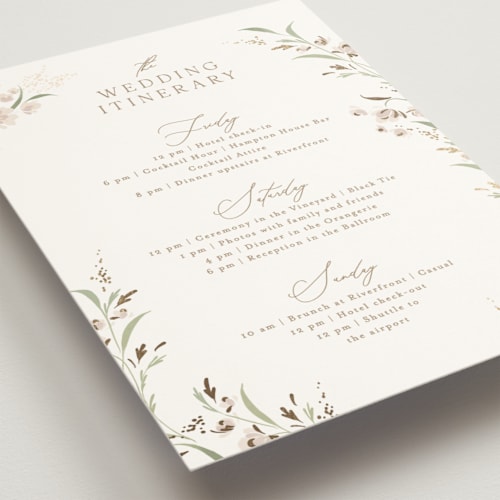 This is a spring mist ceremony reception essentials with foil pressed by Erin L. Wilson called meadow printing on signature in 5x7