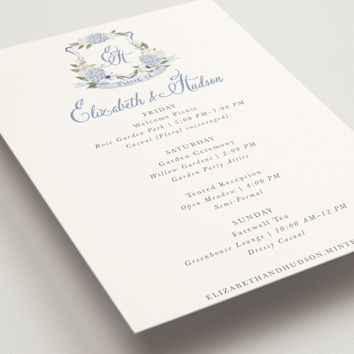 This is a periwinkle ceremony reception essentials with standard by Design Lotus called sweethearts printing on signature in 5x7