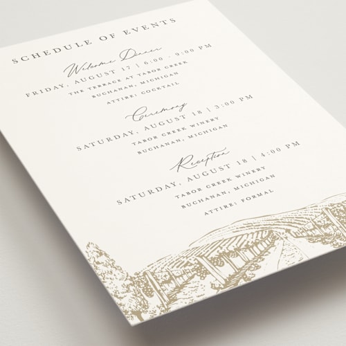This is a champagne ceremony reception essentials with standard by Sarah Brown called vineyard printing on signature in 5x7