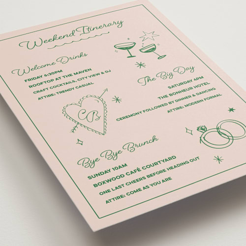 This is a avocado ceremony reception essentials with standard by Helena Vitto called crazy little thing called love printing on signature in 5x7