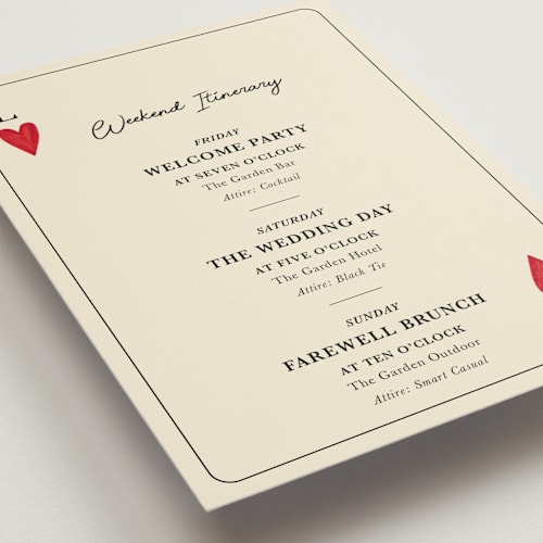 This is a champagne ceremony reception essentials with standard by Helena Vitto called red hearts printing on signature in 5x7