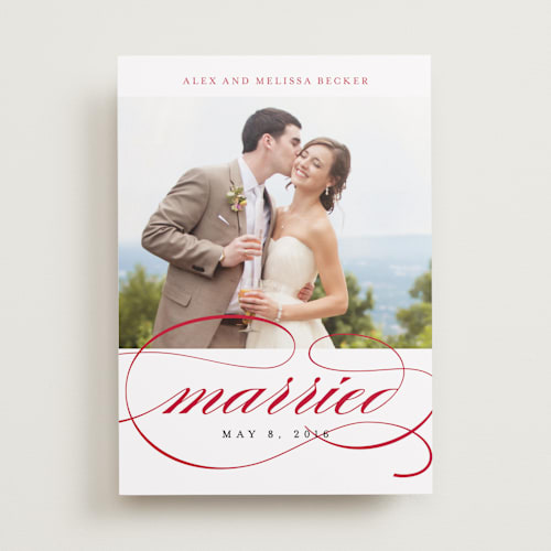 This is a chestnut wedding announcements with standard by Susan Brown called classic stripes and swashes printing on recycled smooth signature in standard