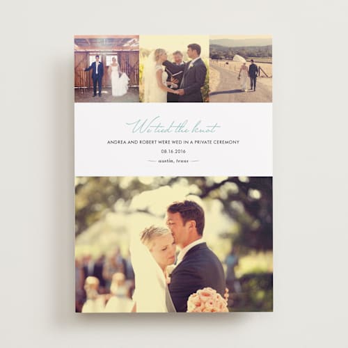 This is a aqua wedding announcements with standard by kelli hall called chic printing on recycled smooth signature in standard