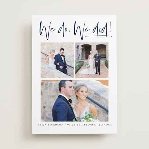 This is a navy wedding announcements with standard by Susan Asbill called our gallery printing on recycled smooth signature in standard