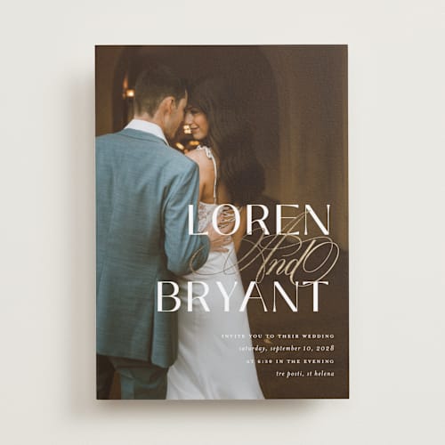 This is a cotton foil stamped wedding invitations with foil pressed by Christie Garcia called loren printing on recycled smooth signature in standard