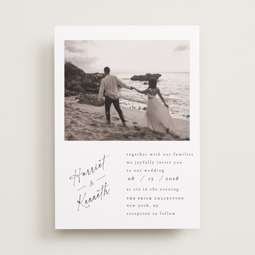 This is a linen wedding invitations with standard by Ana de Sousa called scripted elegance printing on recycled smooth signature in standard