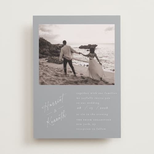 This is a bells wedding invitations with standard by Ana de Sousa called scripted elegance printing on recycled smooth signature in standard