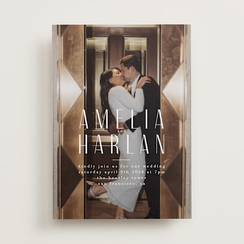 This is a snow wedding invitations with standard by Lori Wemple called photo printing on recycled smooth signature in standard