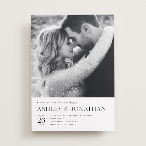 This is a porcelain wedding invitations with standard by Eric Clegg called have and hold printing on recycled smooth signature in standard