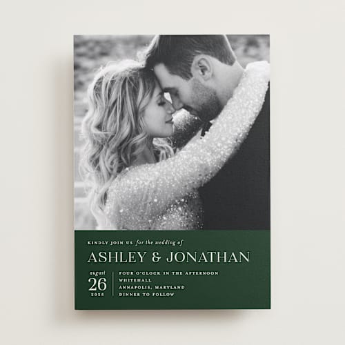 This is a forest wedding invitations with standard by Eric Clegg called have and hold printing on recycled smooth signature in standard