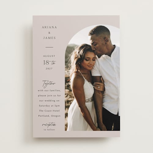 This is a stone wedding invitations with standard by Elly called the arch printing on recycled smooth signature in standard