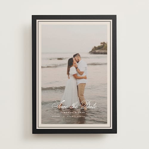 This is a raven save the date with standard by chocomocacino called krytharaki printing on recycled smooth signature in standard