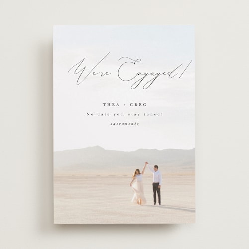 This is a graphite save the date with standard by Snow and Ivy called enchantment printing on recycled smooth signature in standard
