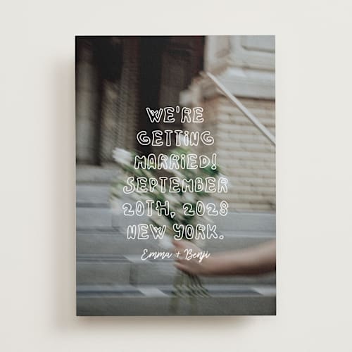 This is a vanilla save the date with standard by Helena Vitto called cool kids printing on recycled smooth signature in standard