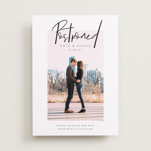 This is a snow save the date with standard called city love printing on recycled smooth signature in standard