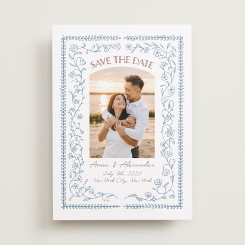 This is a aquamarine save the date with standard by Elisa Lara Campos called perfect day printing on recycled smooth signature in standard