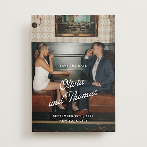 This is a sugar save the date with standard by Paper Raven Co. called manhattan printing on recycled smooth signature in standard