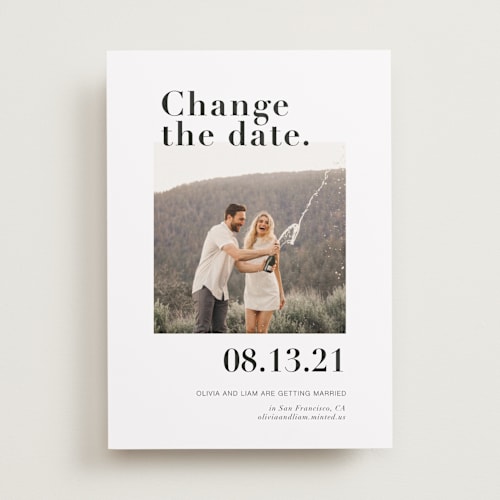 This is a onyx save the date with standard by Joyce Pinheiro called it's a date! printing on recycled smooth signature in standard