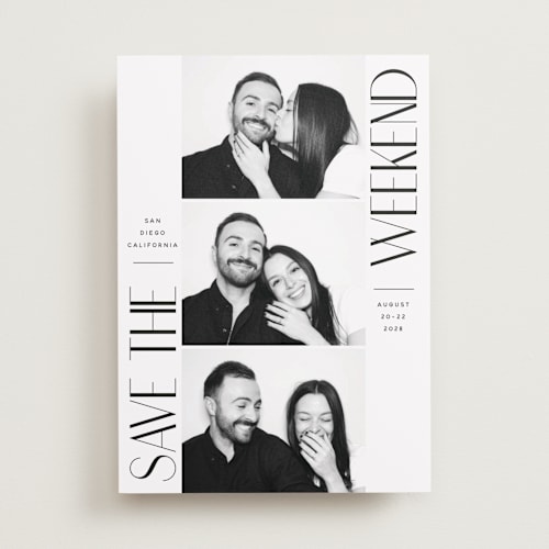 This is a ink save the date with standard by Hudson meet Rose called snapshot printing on recycled smooth signature in standard