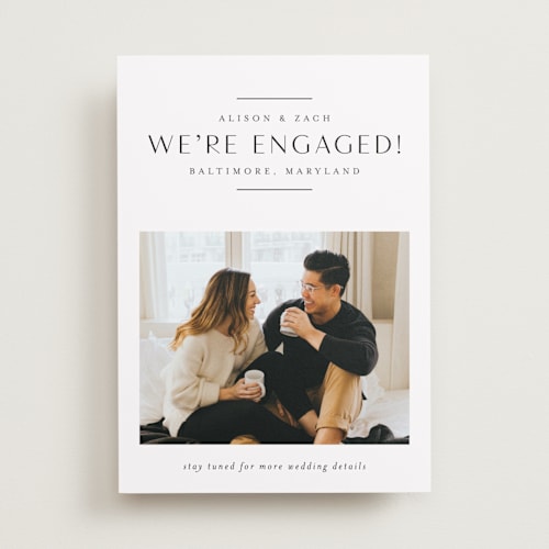 This is a sugar save the date with standard by Jessica Williams called elegant space printing on recycled smooth signature in standard