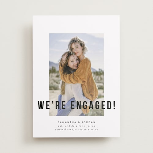 This is a moonstone save the date with standard by Kelly Schmidt called marquee printing on recycled smooth signature in standard