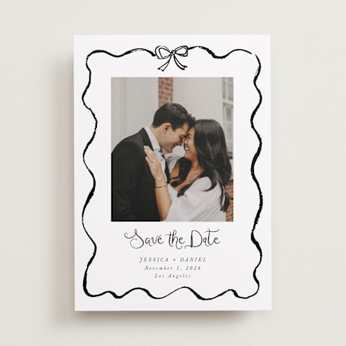 This is a ink save the date with standard by Cass Loh called quirky fun printing on recycled smooth signature in standard