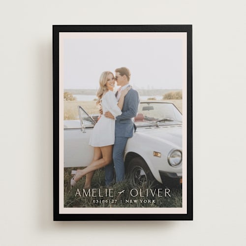 This is a onyx save the date with standard by Angela Thompson called picturesque printing on recycled smooth signature in standard