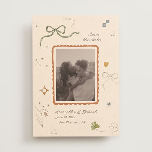 This is a magic save the date with standard by Sumak Studio called pure magic printing on recycled smooth signature in standard