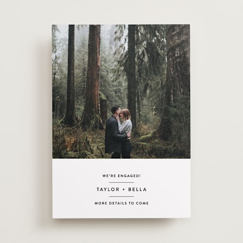 This is a ebony save the date with standard by Olivia Raufman called composed printing on recycled smooth signature in standard