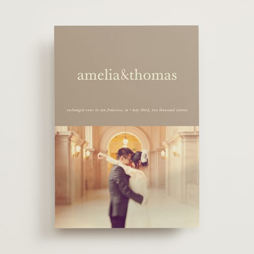 This is a petal wedding announcements with standard by kelli hall called pop of color printing on signature in standard