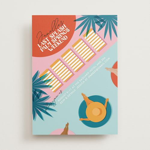 This is a mimosa bachelorette party invitations with standard by Jenna Holcomb called last splash printing on signature in standard