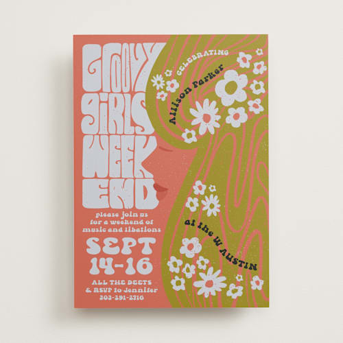 This is a azalea bachelorette party invitations with standard by Jenna Holcomb called wild child printing on signature in standard
