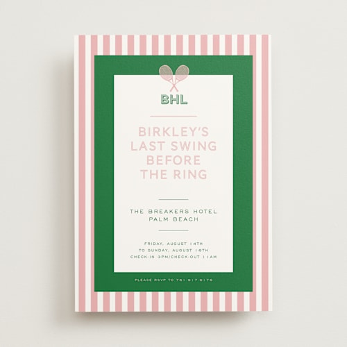 This is a kelly bachelorette party invitations with standard by Jenna Holcomb called love all printing on signature in standard