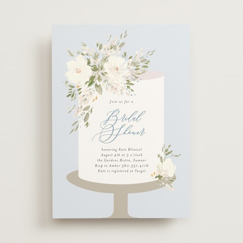 This is a winter bridal shower invitations with foil pressed by Itsy Belle Studio called bridal cake printing on signature in standard