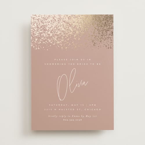 This is a sand bridal shower invitations with foil pressed by JoAnn Jinks called showers printing on signature in standard