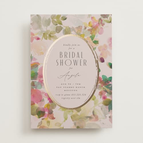 This is a wild berry bridal shower invitations with foil pressed by Lori Wemple called floral jewels printing on signature in standard