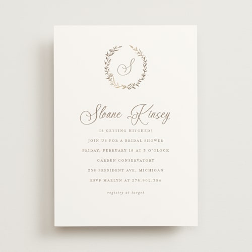 This is a ice bridal shower invitations with foil pressed by chocomocacino called manouti printing on signature in standard