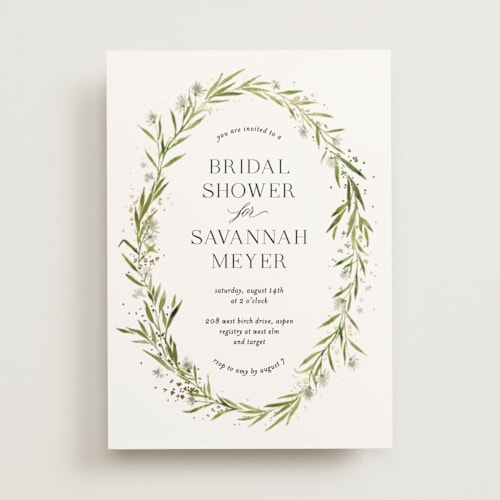This is a diamond bridal shower invitations with foil pressed by Kate Ahn called aveline printing on signature in standard