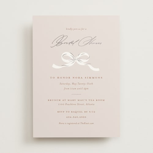 This is a champagne bridal shower invitations with foil pressed by Paper Raven Co. called sweetheart printing on signature in standard