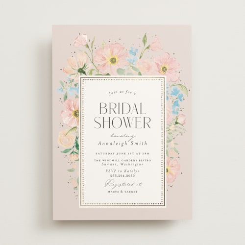 This is a bisque bridal shower invitations with foil pressed by Itsy Belle Studio called fiona printing on signature in standard